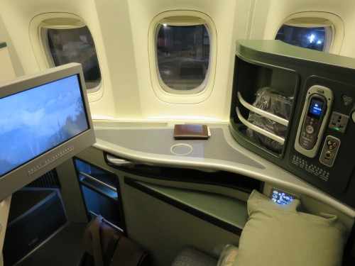 A view from the aisle of the two windows each Royal Laurel seat gets.