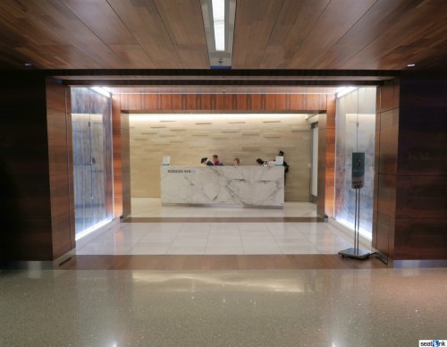 Walking into the Korean Air Lounge at LAX TBIT Terminal