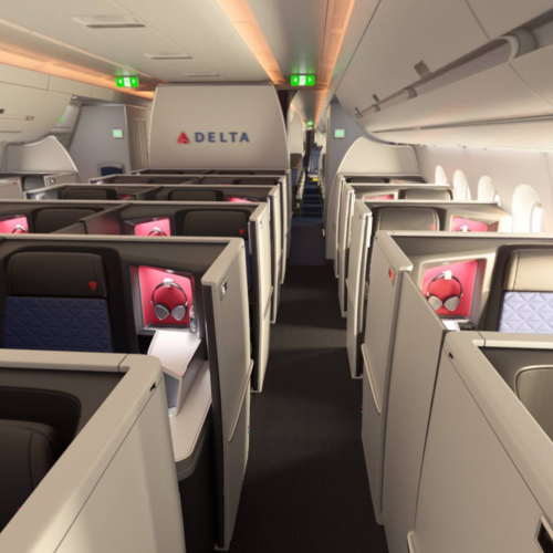 Delta One A350 business class suite cabin 