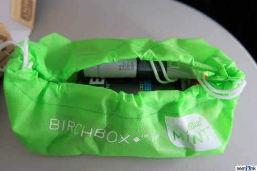 The inside of the Birchbox amenity kit in Mint