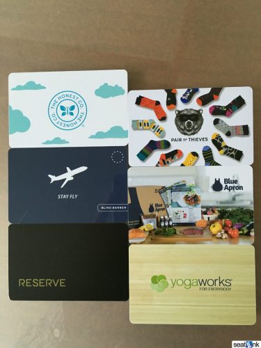 Gift cards in the JetBlue Mint amenity kit, one of which I actually used!