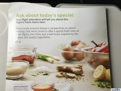 Alaska Airlines Economy Food Menu