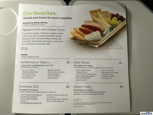Alaska Airlines economy snacks for purchase