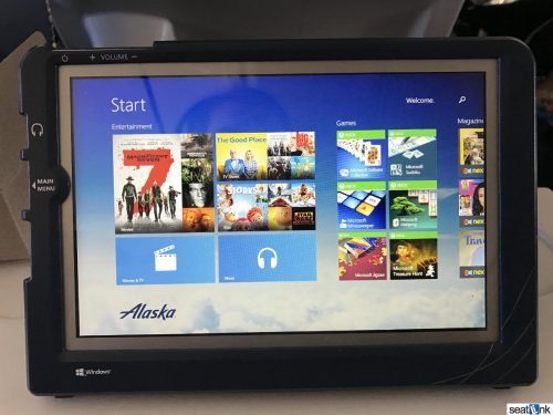 Alaska Airlines inflight tablet (free in Premium Class)