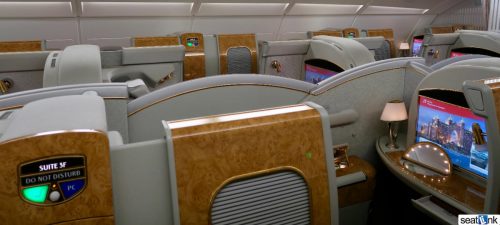 The Emirates A380 First Class cabin