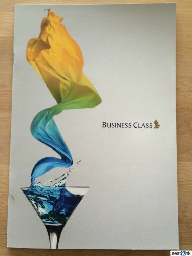 The Singapore business class menu