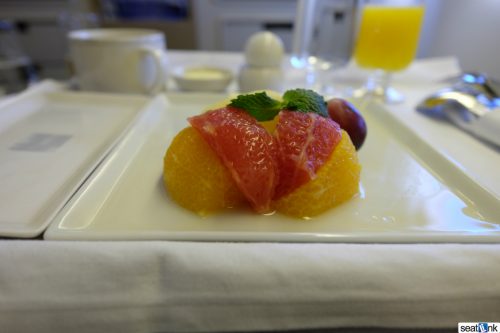 Breakfast fruit served on this early morning flight