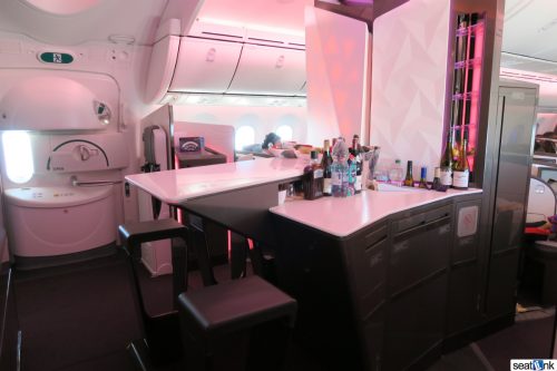 Virgin Atlantic onboard bar in Upper Class