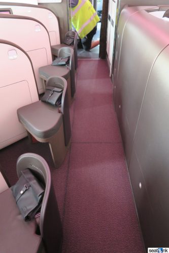View down the aisle on the left side of the 787