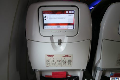 Virgin America seatback video screen