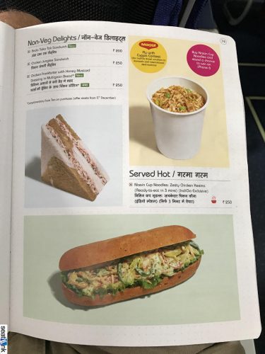 IndiGo inflight food menu