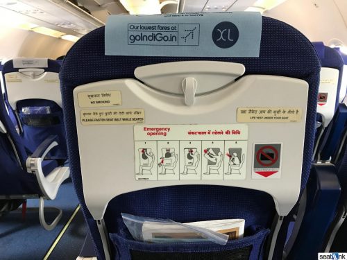 Wider view of the IndiGo A320 seatback