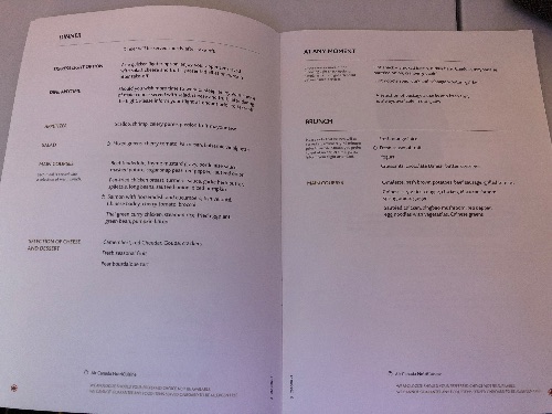 Dinner and breakfast menu