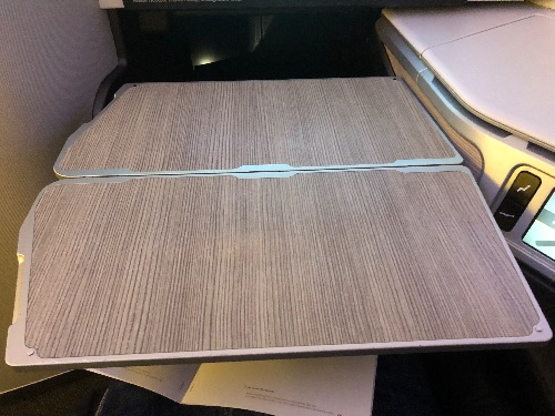 Tray table unfolded