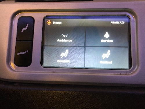 Seat controls home menu